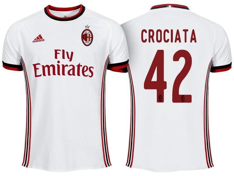 Men 42 Giovanni Crociata Jersey Away Soccer AC Milan Jersey 2018 Serie A