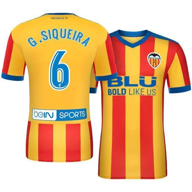 Men 6 Guillherme Siqueira Jersey Soccer Valencia Jersey 2018 LaLiga