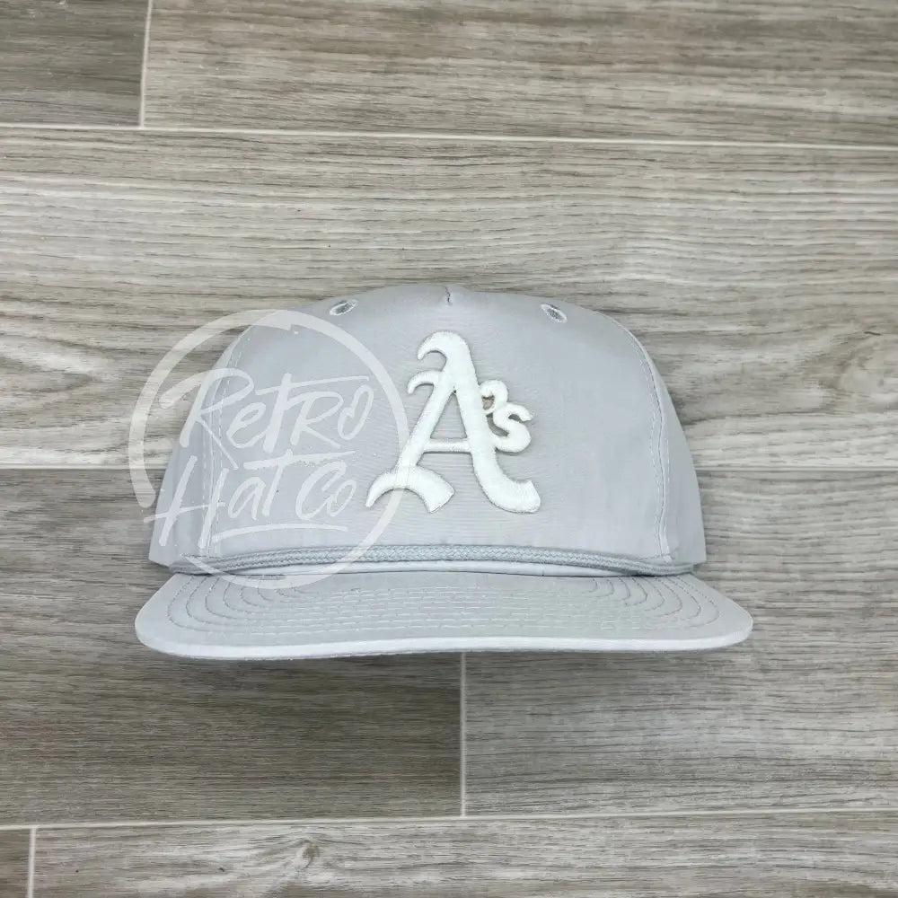 Vintage 90s Oakland A’s / Athletics (white) Patch on Smoke Gray Retro Rope Hat