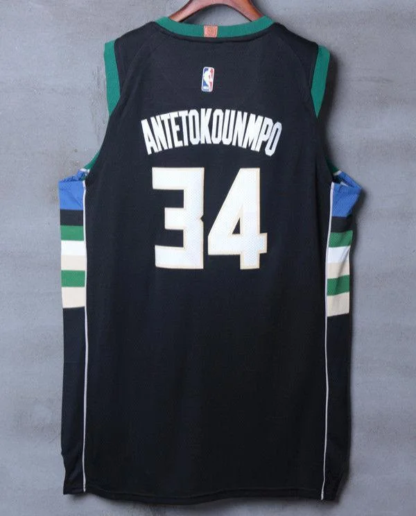 Men 34 Giannis Antetokounmpo Jersey Black Milwaukee Bucks Authentic Player