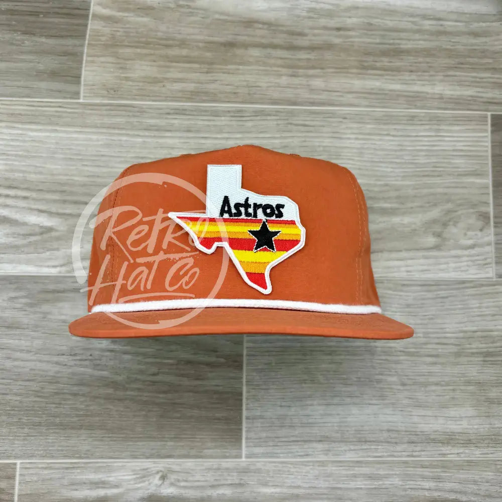 Houston Astros / Texas Patch on Orange Poly Retro Rope Hat