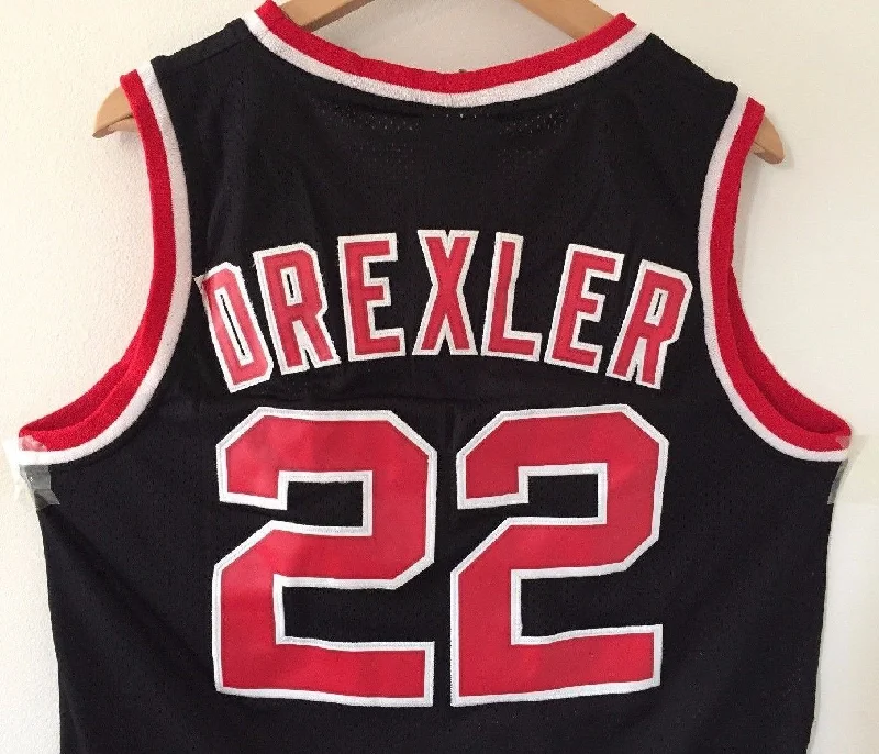 Men 22 Clyde Drexler Jersey Black Portland Trailblazers Swingman Jersey