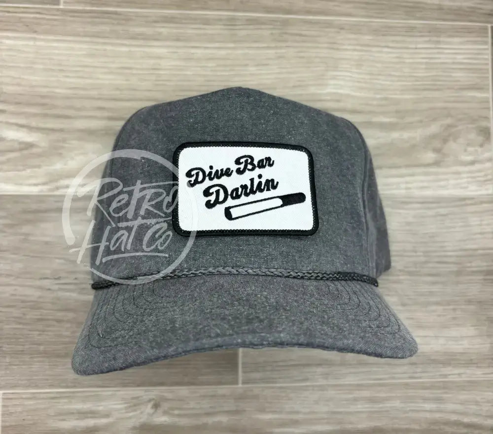 Dive Bar Darlin Patch on Coal Stonewashed Retro Rope Hat