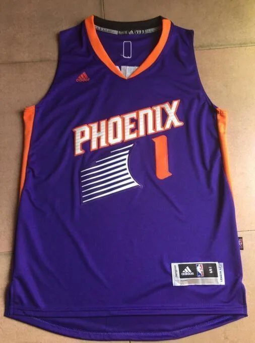 Men 1 Devin Booker Jersey Purple Phoenix Suns Throwback Swingman Jersey