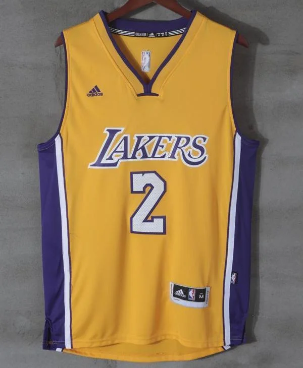 Men 2 Lonzo Ball Swingman Jersey Yellow Los Angeles Lakers Jersey Swingman