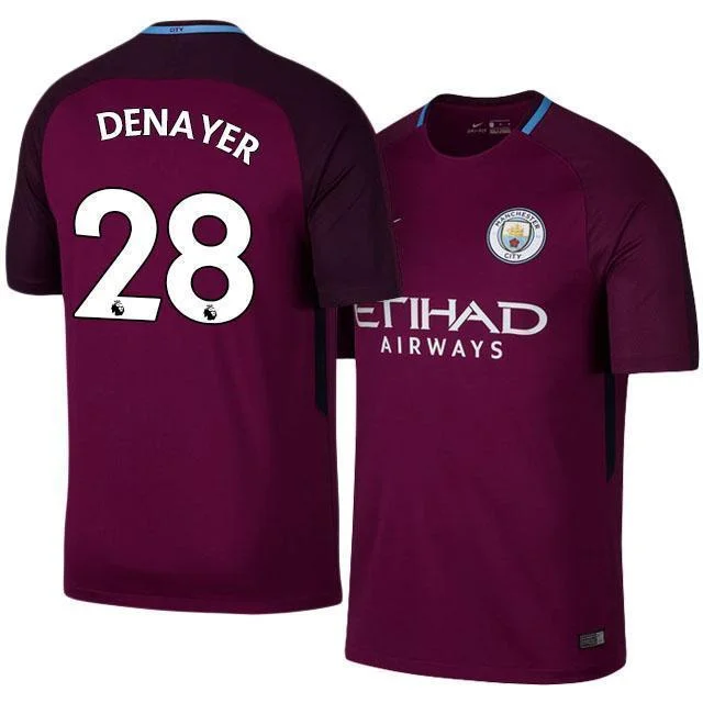 Men 28 Jason Denayer Away Soccer Manchester City Jersey Premier League