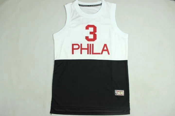 Men 3 Allen Iverson Jersey White&Black Philadelphia 76ers Jersey Fanatics