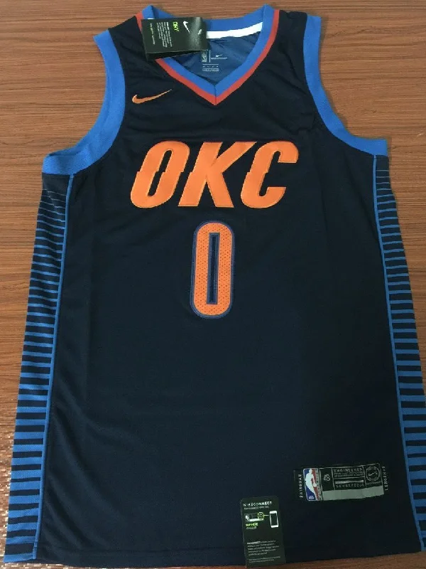 Men 0 Russell Westbrook Jersey Blue Oklahoma City Thunder Fanatics Icon edition