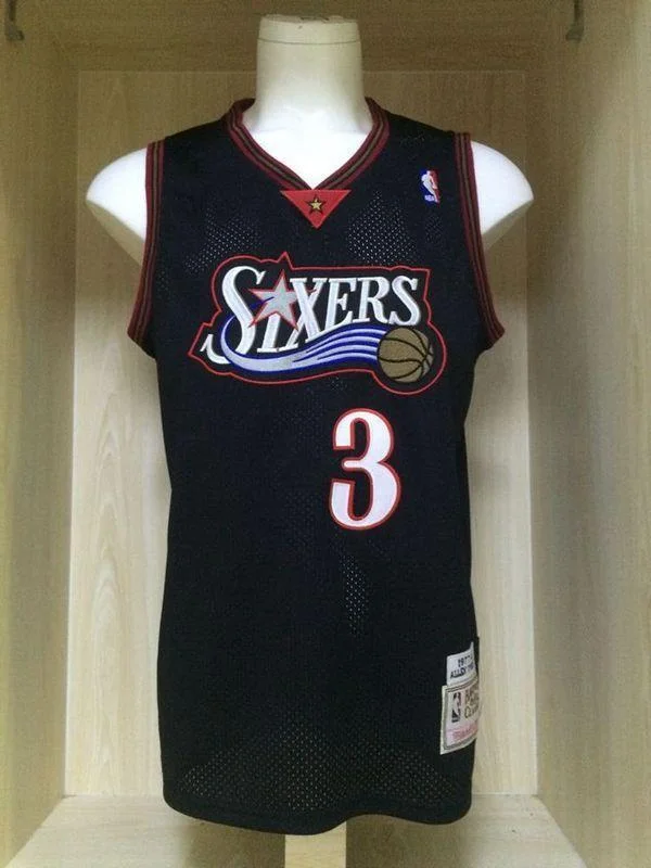 Men 3 Allen Iverson Jersey Black Philadelphia 76ers Jersey Fanatics