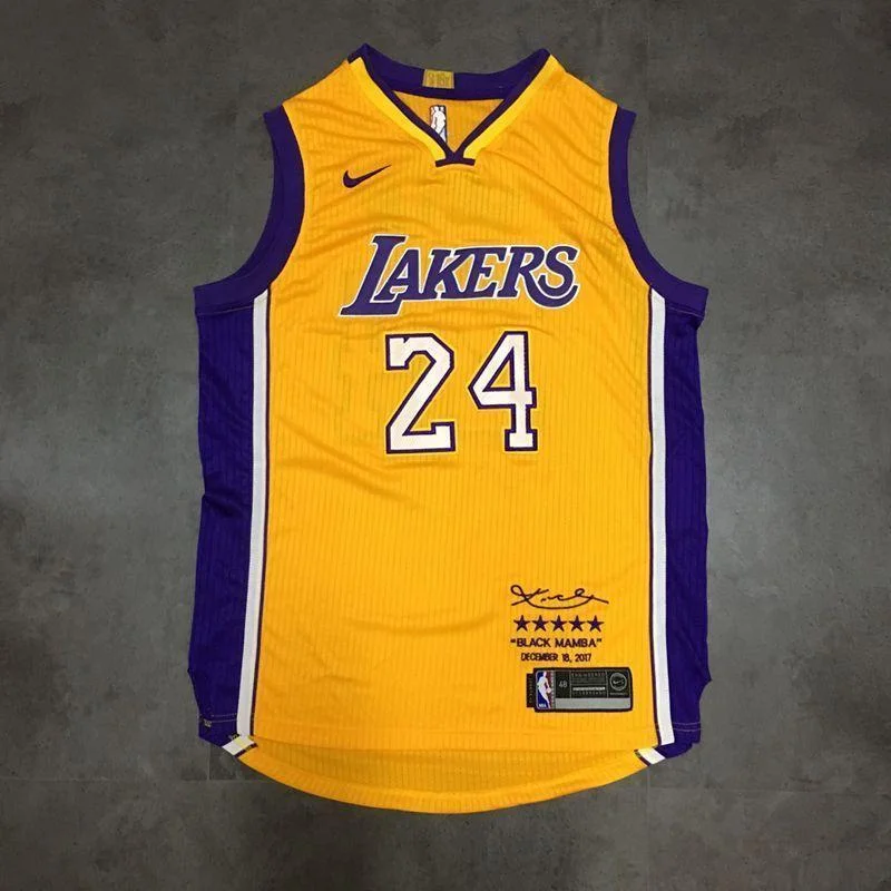 Men 24 Kobe Bryant Jersey Yellow Los Angeles Lakers Swingman Jersey