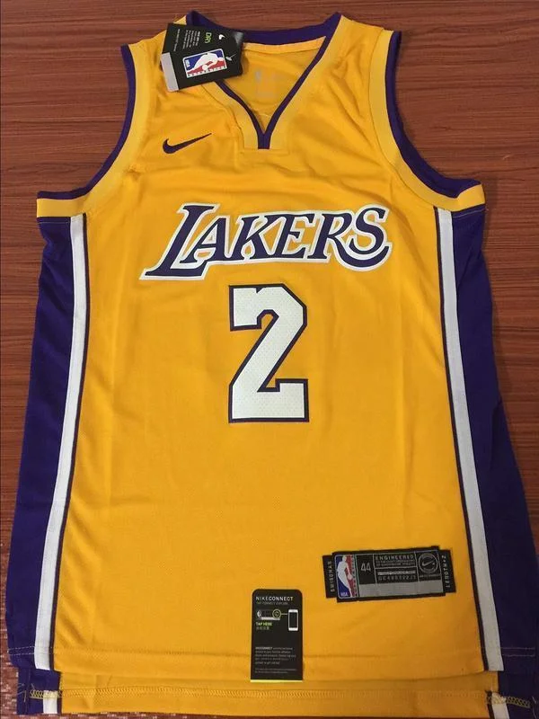 Men 2 Lonzo Ball Jersey Yellow Los Angeles Lakers Jersey Swingman Fanatics