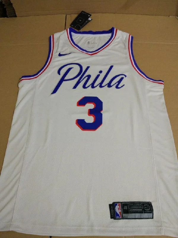 Men 3 Allen Iverson Jersey White Philadelphia 76ers Jersey Swingman