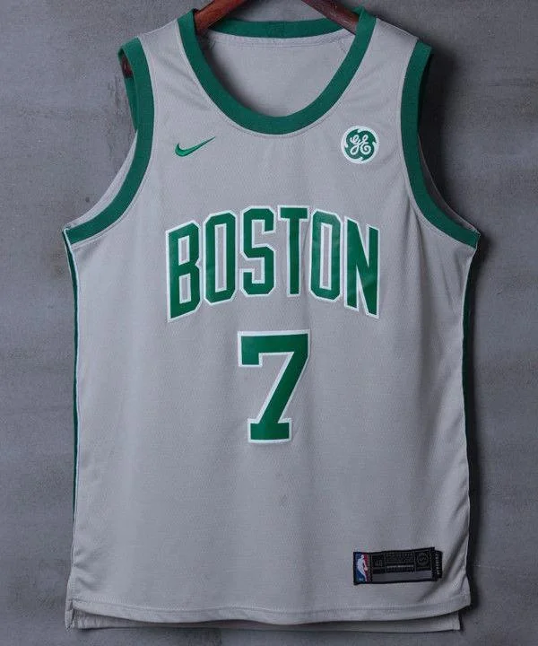 Men 7 Jaylen Brown Jersey Gray City Edition Boston Celtics Jersey Player