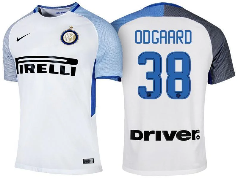 Men 38 Jens Odgaard Jersey Away Soccer Inter Milan FC Jersey 2018 Serie A