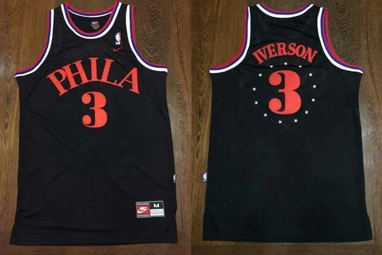 Men 3 Allen Iverson Jersey Black Philadelphia 76ers Jersey Fanatics