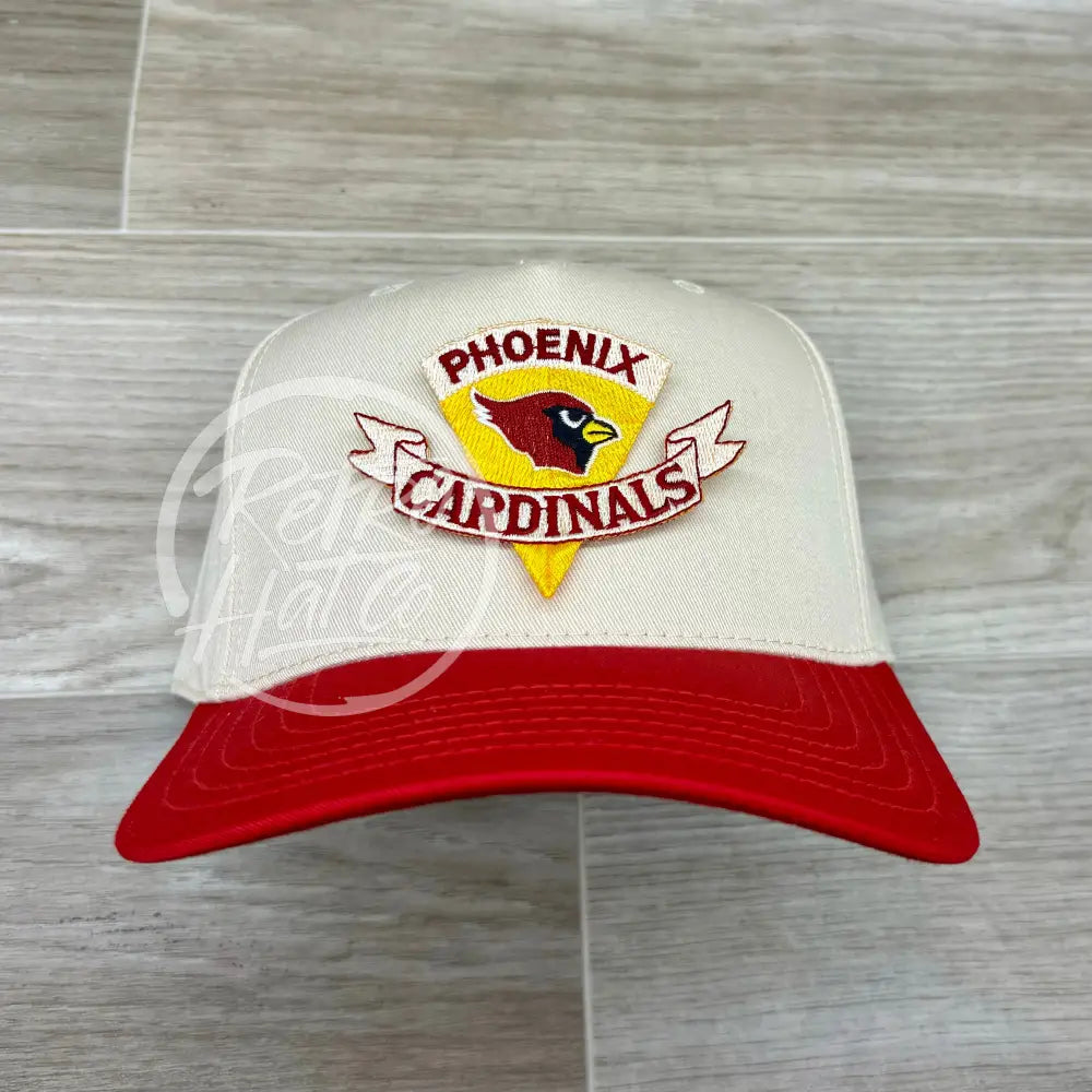 Vintage 90s Phoenix Cardinals Pennant Patch on Natural/Red Retro Hat