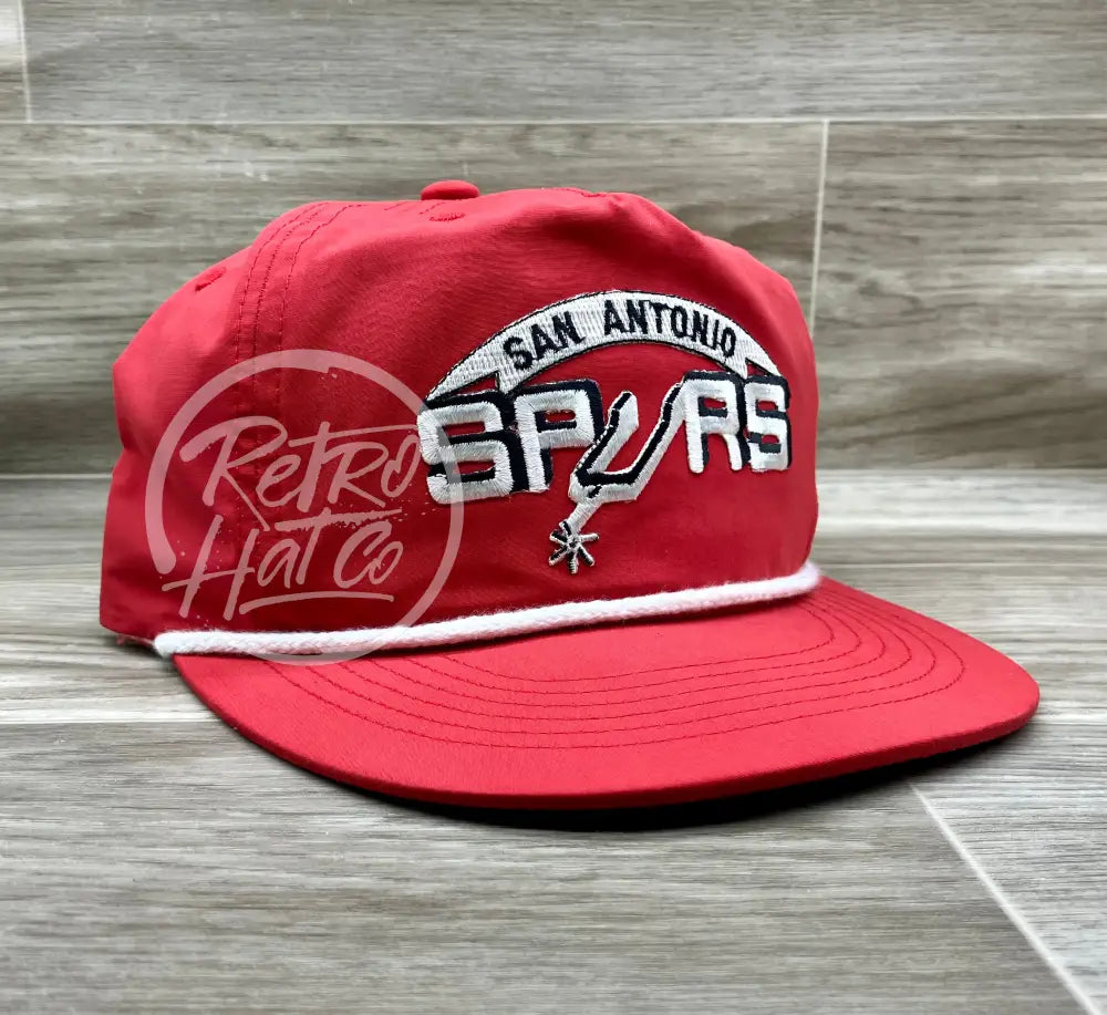 Vintage 90s San Antonio Spurs Patch on Red Poly Rope Hat