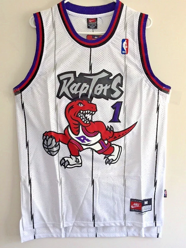 Men 1 Tracy McGrady Jersey White Toronto Raptors Throwback Swingman