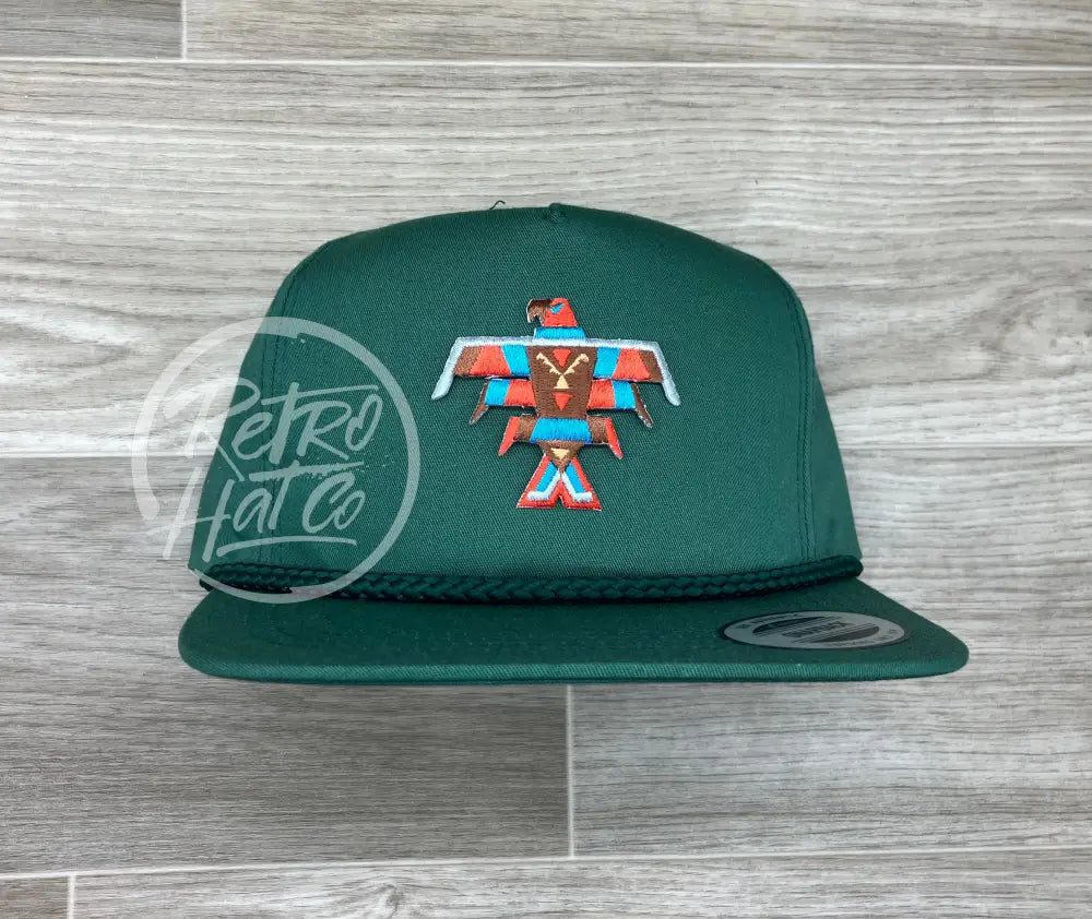 Southwestern / Tribal Thunderbird (Large) Patch on Green Classic Rope Hat