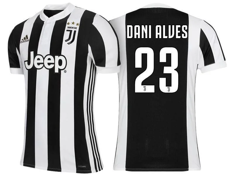 Men 23 Dani Alves Jersey Home Soccer Juventus Jersey 2018 Serie A