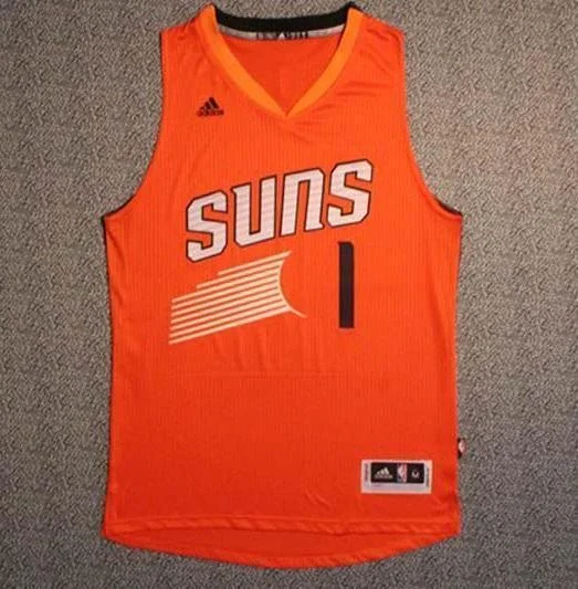 Men 1 Devin Booker Jersey Orange Phoenix Suns Throwback Swingman Jersey