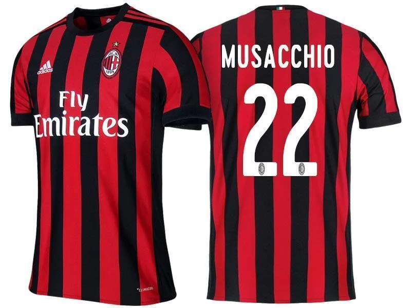 Men 22 Mateo Musacchio Jersey Home Soccer AC Milan Jersey 2018 Serie A