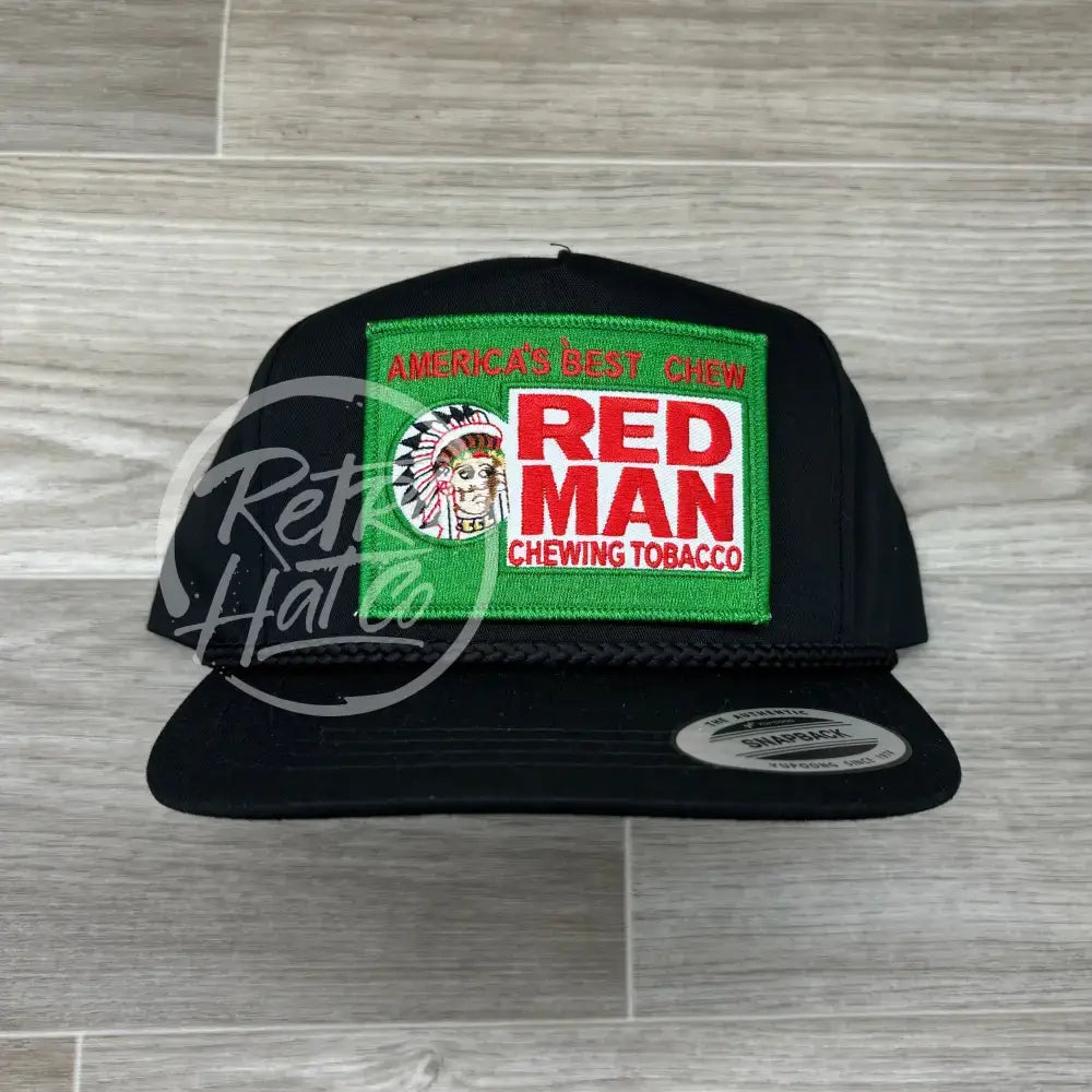 Red Man Green on Black Classic Rope Hat