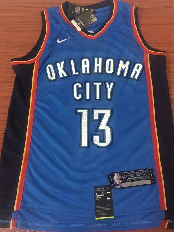 Men OKC 13 Paul George Jersey Blue Oklahoma City Thunder Swingman Fanatics