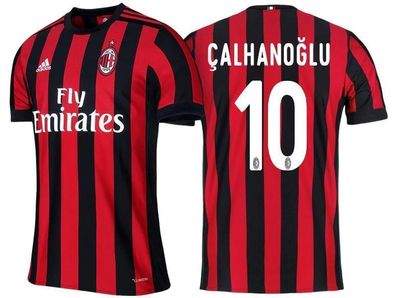 Men 10 Hakan Calhanoglu Jersey Home Soccer AC Milan Jersey 2018 Serie A