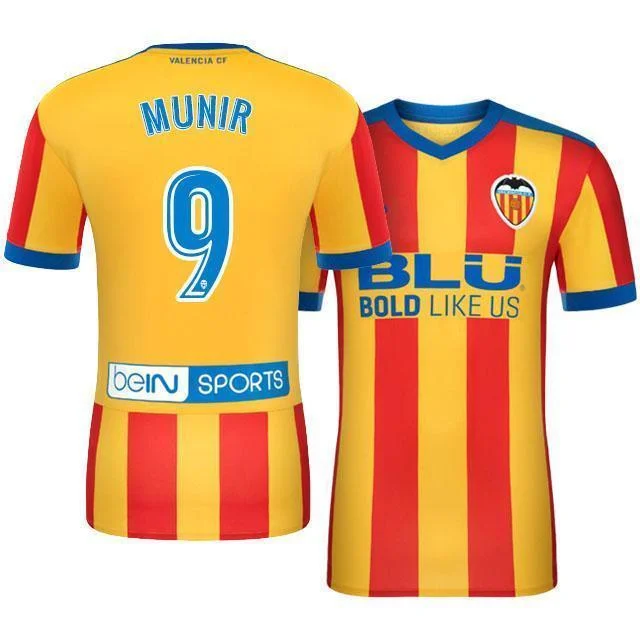 Men 9 Munir El Haddadi Jersey Soccer Valencia Jersey 2018 LaLiga