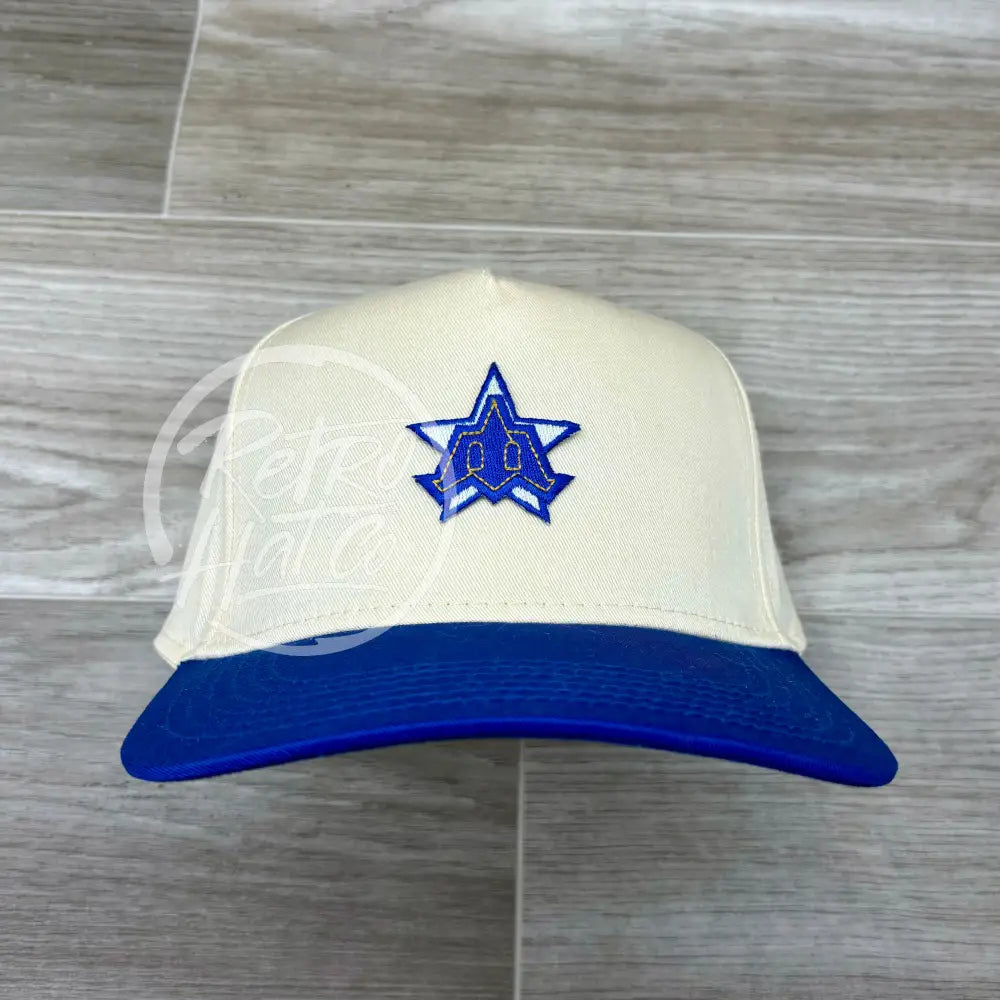 Vintage 90s Seattle Mariners M on Natural/Blue Retro Hat