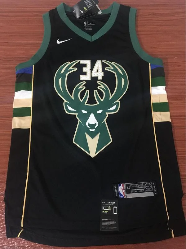 Men 34 Giannis Antetokounmpo Bucks Jersey Black Milwaukee Bucks Fanatics