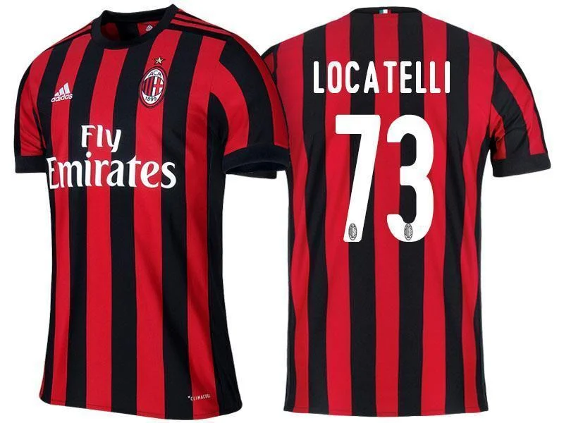 Men 73 Manuel Locatelli Jersey Home Soccer AC Milan Jersey 2018 Serie A