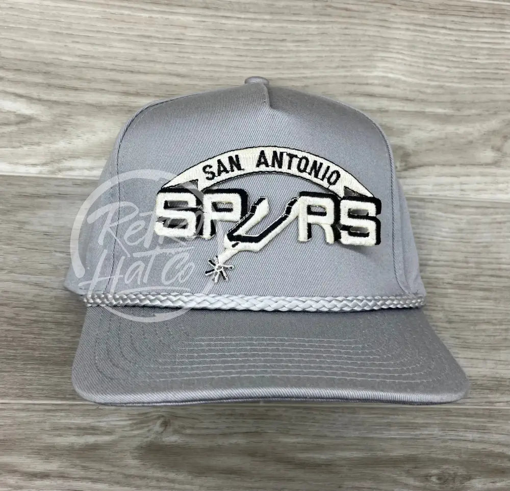 Vintage 90s San Antonio Spurs Patch on Tall Gray Retro Rope Hat