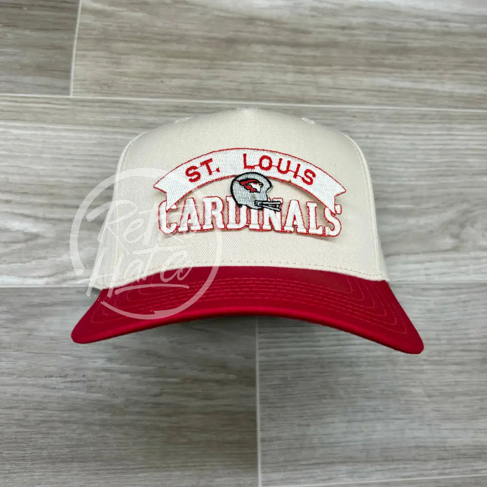 Vintage 80s St. Louis Cardinals Patch on Natural/Red Retro Hat