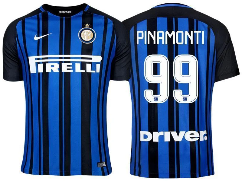 Men 99 Andrea Pinamonti Jersey Home Soccer Inter Milan FC Jersey 2018 Serie A