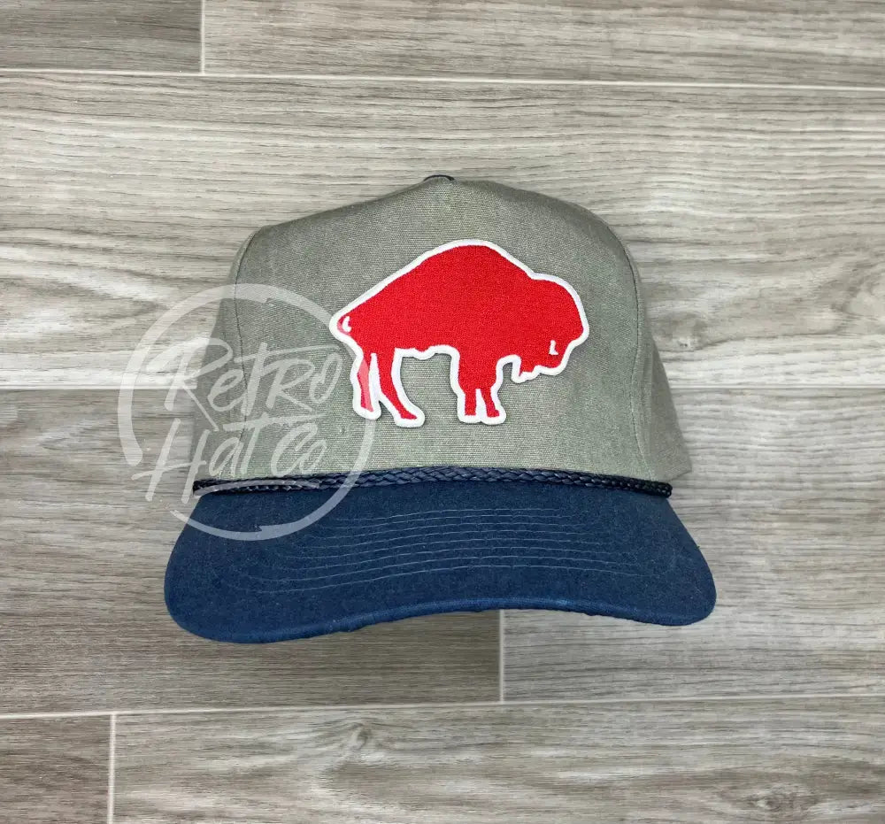 Retro 70s Buffalo Bills (Big Red) on Stonewashed Sand/Indigo Retro Rope Hat