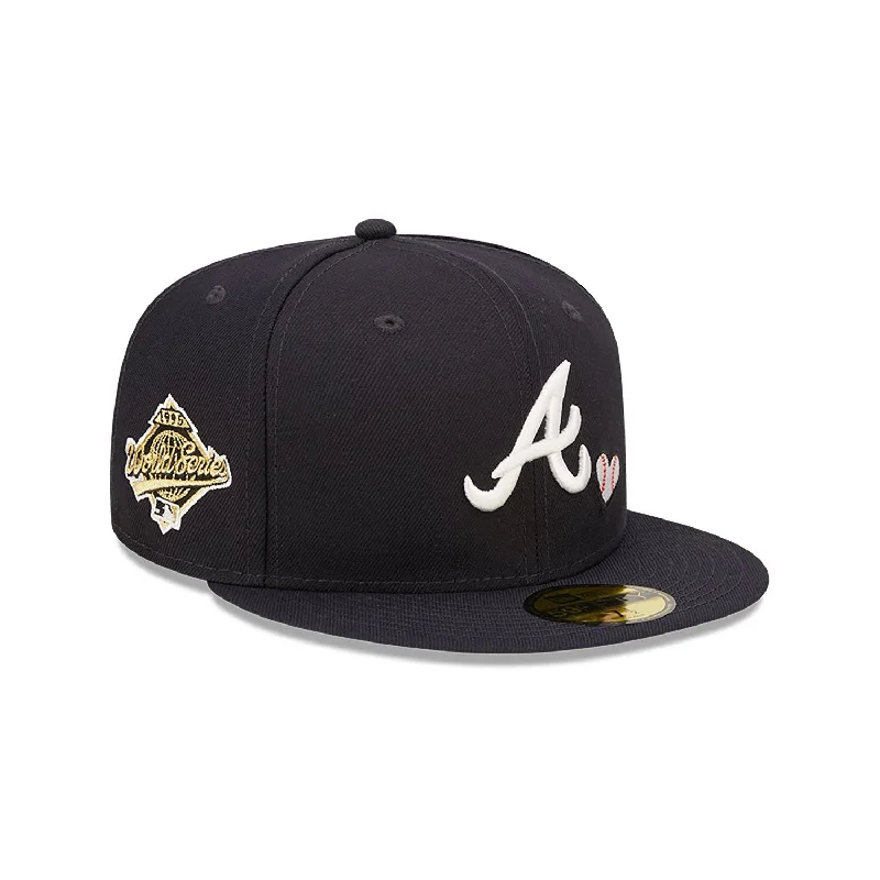 [60243664] Atlanta Braves 95 WS "Team Heart" Navy 59FIFTY Mens Fitted Hat