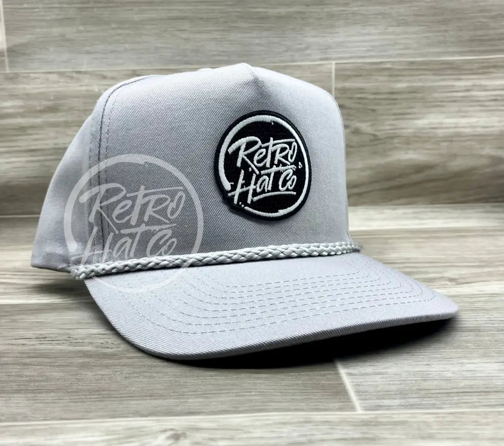 Retro Hat Co. Brand (Glow in the Dark) Patch on Tall Gray Retro Rope Hat