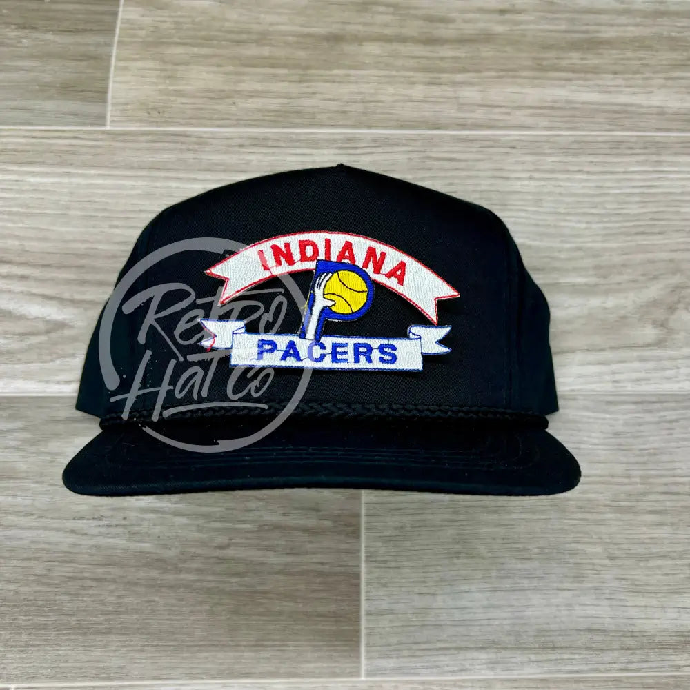 Vintage 90s Indiana Pacers Patch on Black Classic Rope Hat