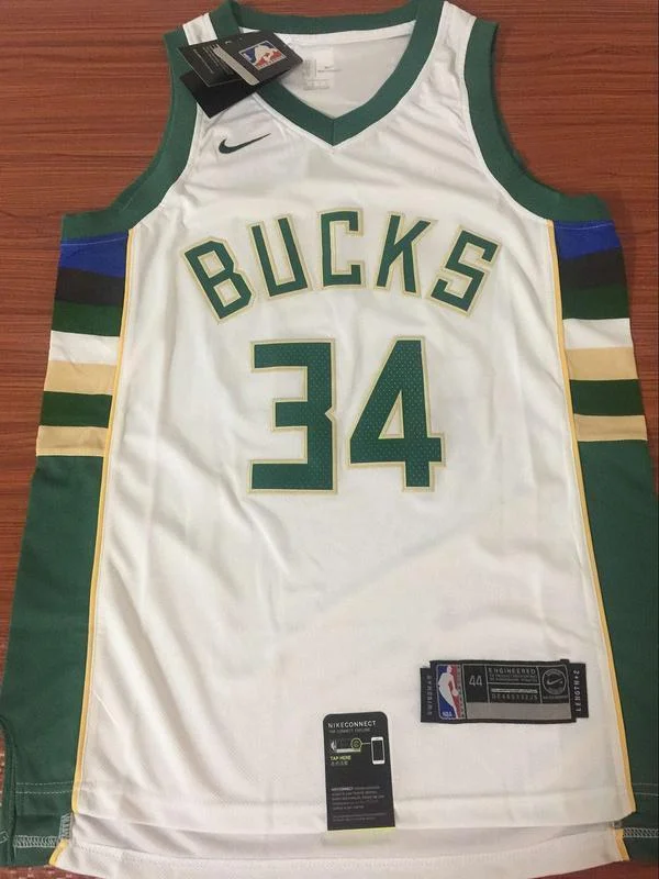 Men 34 Giannis Antetokounmpo Jersey White&Green Milwaukee Bucks Fanatics