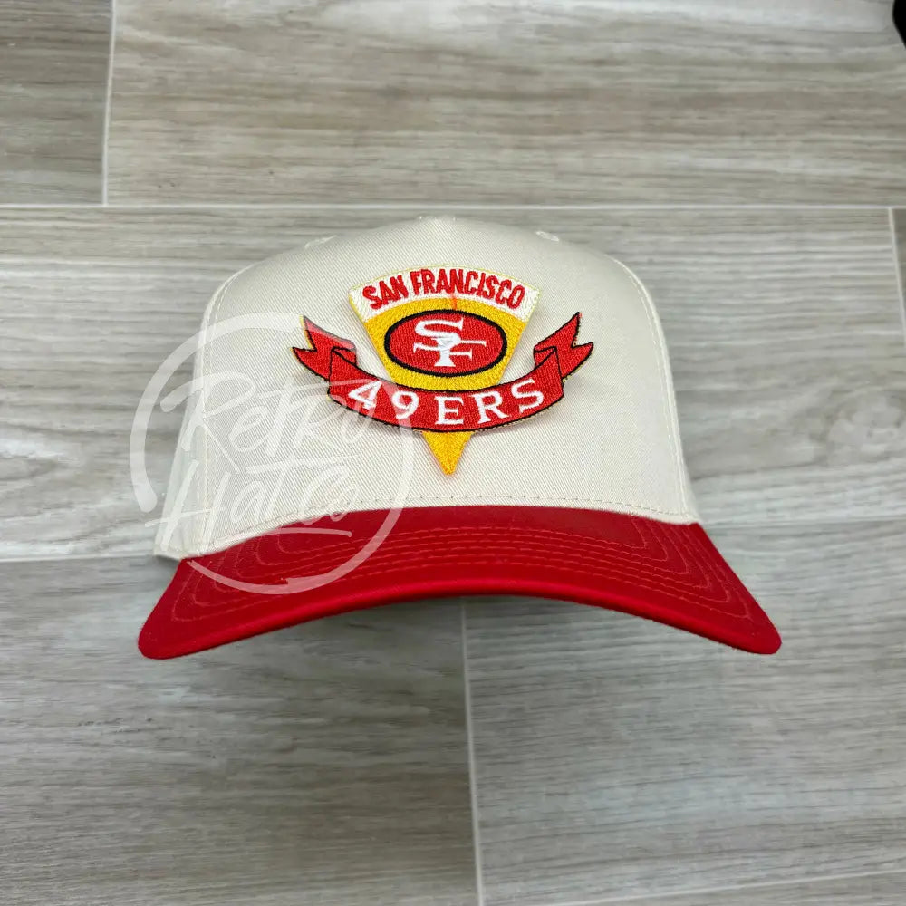 Vintage 90s San Francisco 49ers Niners Pennant Patch on Natural/Red Retro Hat