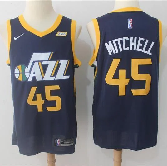 Men 45 Donovan Mitchell Jersey Black Utah Jazz Jersey Fanatics Swingman