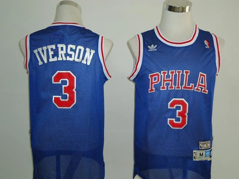 Men 3 Allen Iverson Jersey Blue Philadelphia 76ers Jersey Fanatics