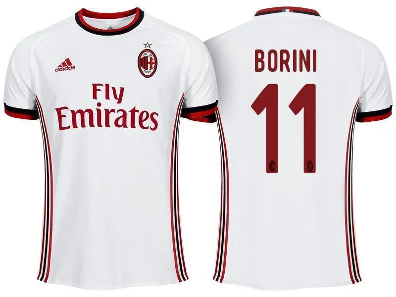 Men 11 Fabio Borini Jersey Away Soccer AC Milan Jersey 2018 Serie A