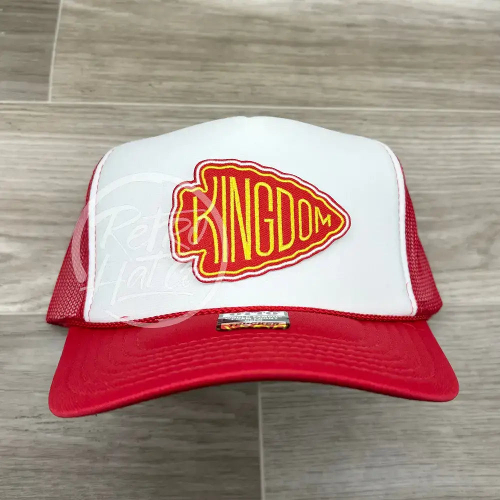 Kansas City Chiefs Kingdom Patch on Red/White Meshback Trucker Hat