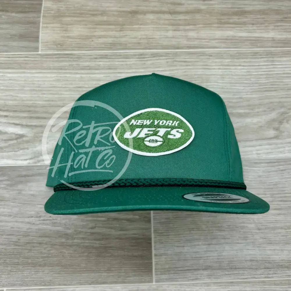 New York Jets Oval Patch on Green Classic Rope Hat