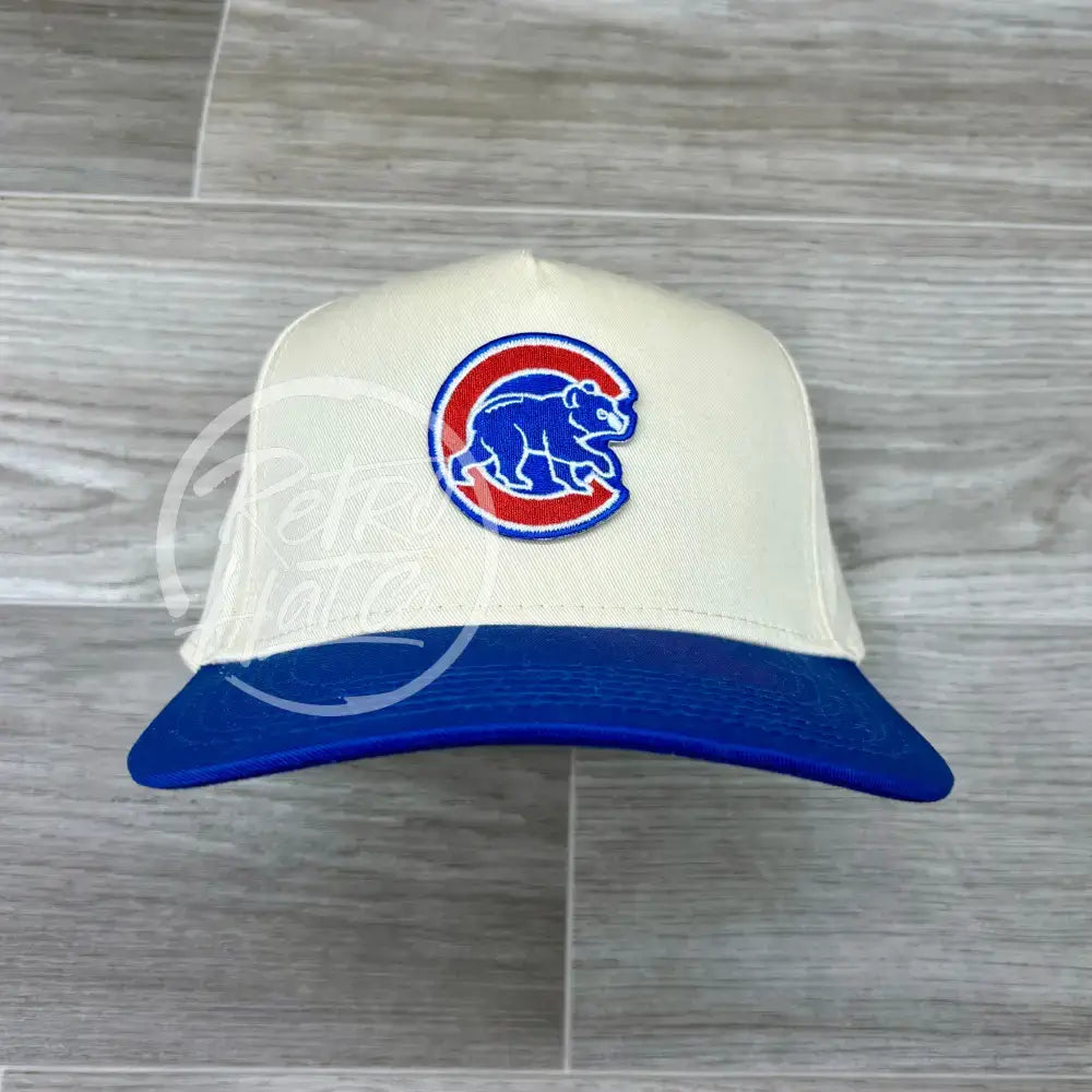 Retro Chicago Cubs Patch on Natural/Blue Retro Rope Hat