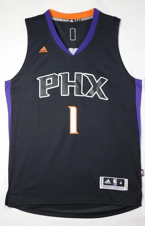 Men 1 Devin Booker Jersey Black Phoenix Suns Throwback Swingman Jersey