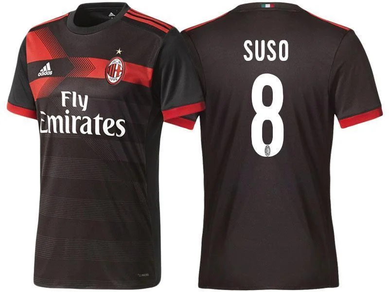 Men 8 Suso Jersey Away Soccer AC Milan Jersey 2018 Serie A